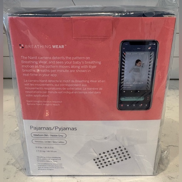 Nanit baby breathing wear pajamas pebble grey size newborn - NEW - Picture 2 of 2